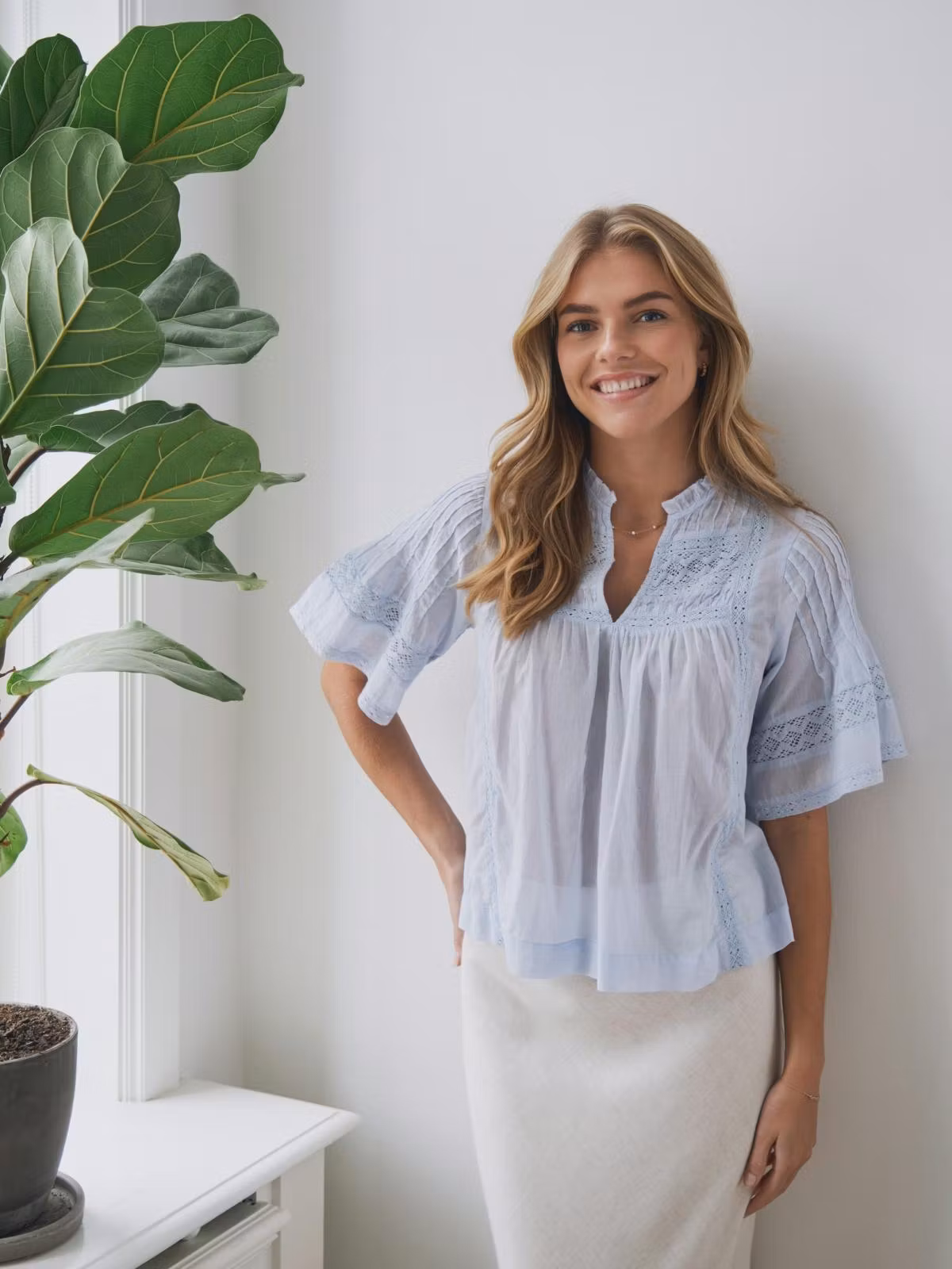 Neo Noir - Siama S Voile Blouse (Light Blue)