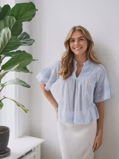 Neo Noir - Siama S Voile Blouse (Light Blue)