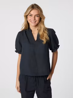 Neo Noir - Odesa Linen Blouse (Navy)