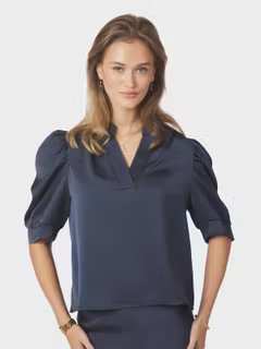 Neo Noir - Roella Heavy Sateen Blouse (Midnight Blue)