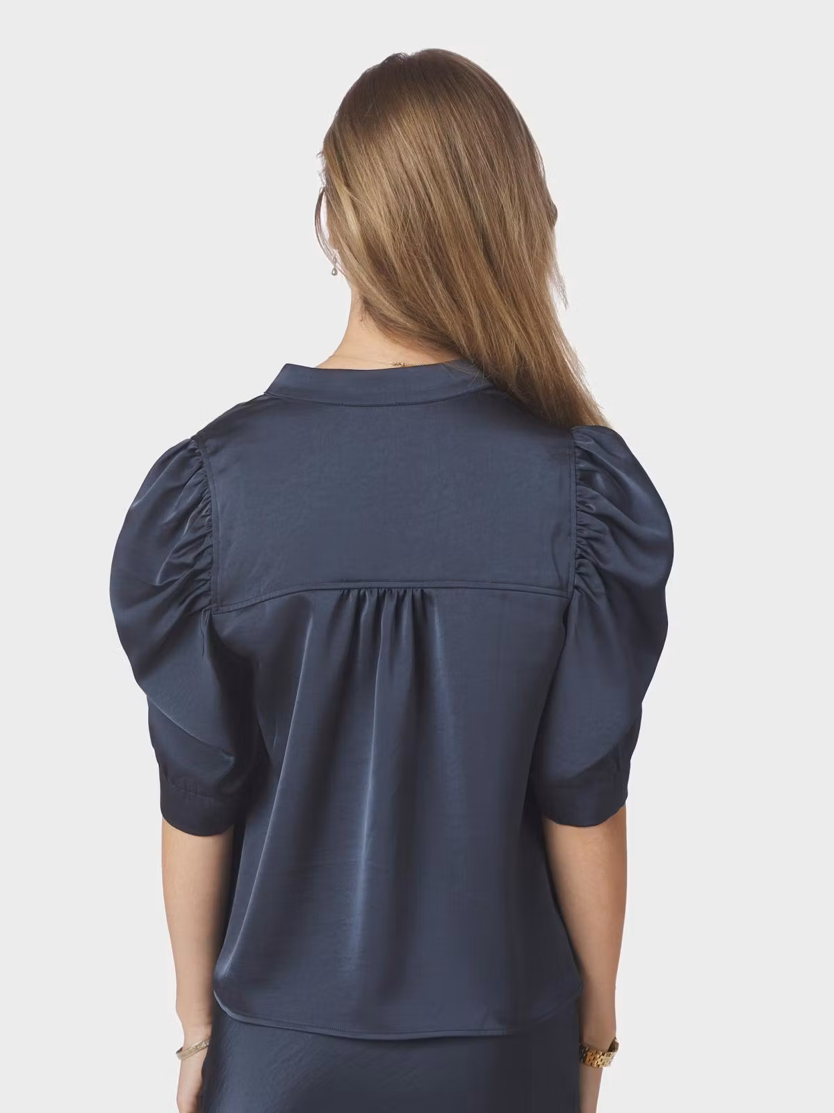 Neo Noir - Roella Heavy Sateen Blouse (Midnight Blue)