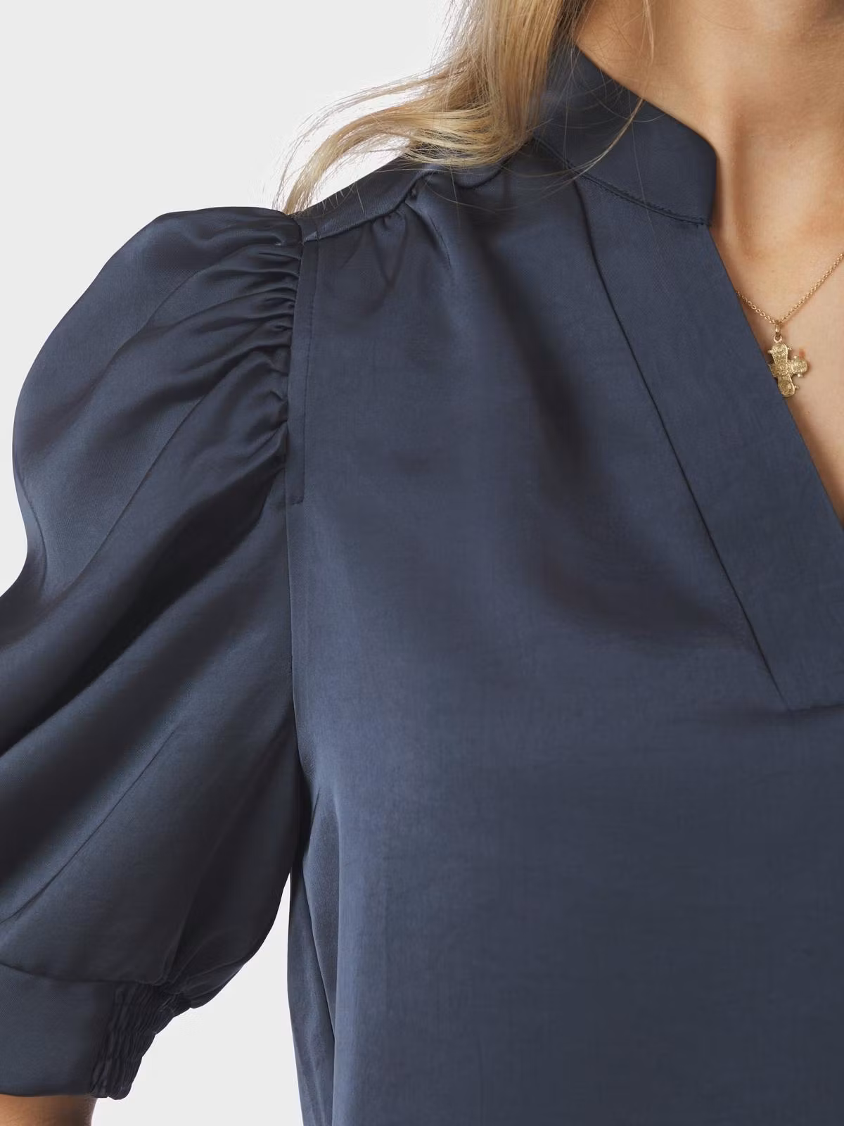 Neo Noir - Roella Heavy Sateen Blouse (Midnight Blue)