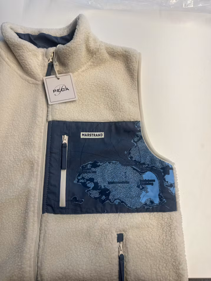 Marstrand Map Heavy Pile Vest Unisex (Offwhite)
