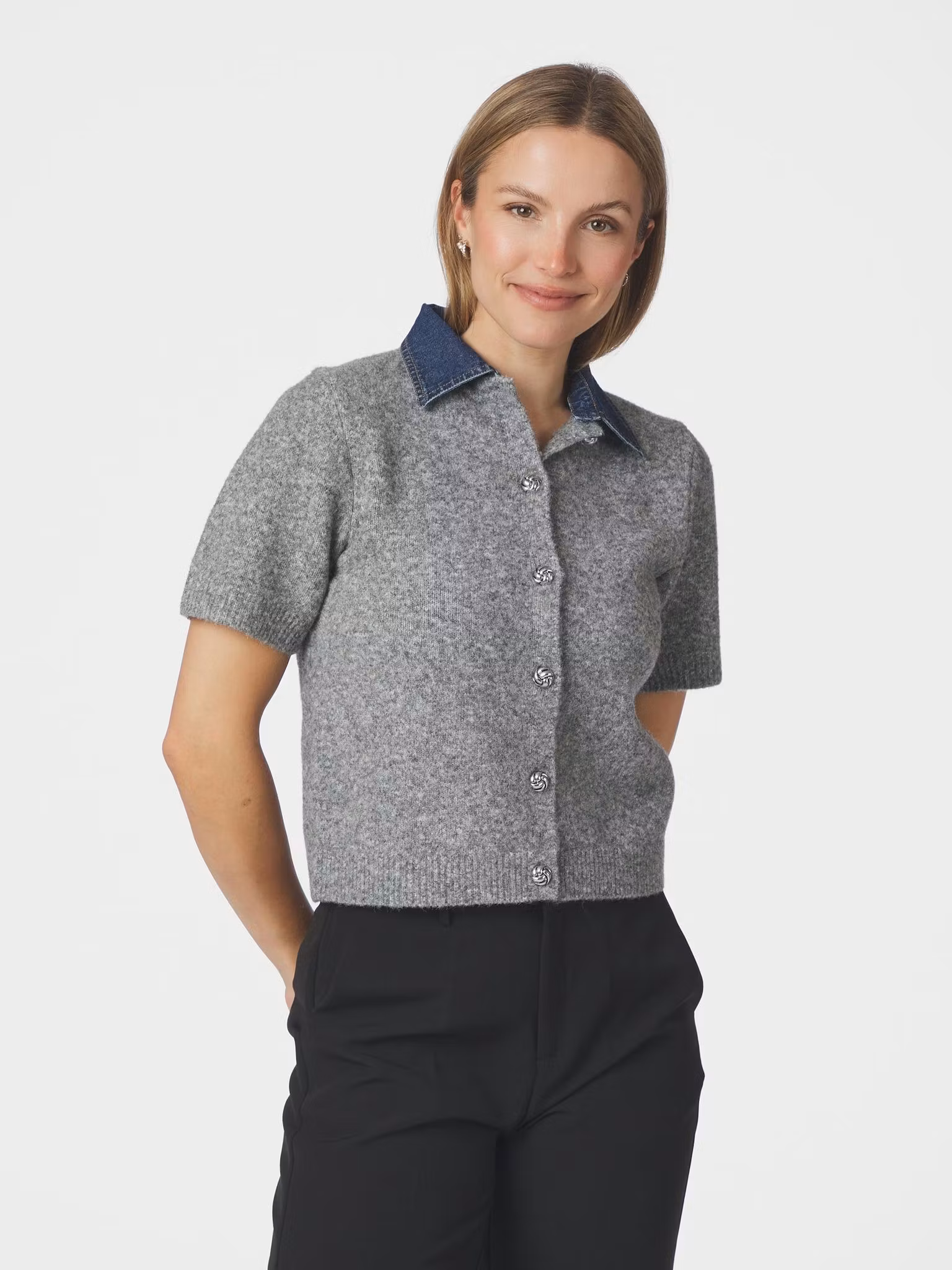 Neo Noir - Amoria Knit Cardigan (Grey melange)