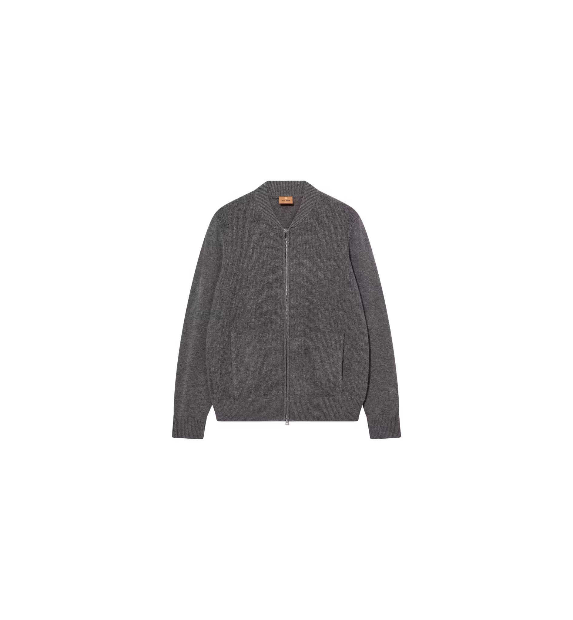 Mos Mosh Gallery MMGRyan Soft Zip Cardigan Knit i Charcoal Melange, bild 3
