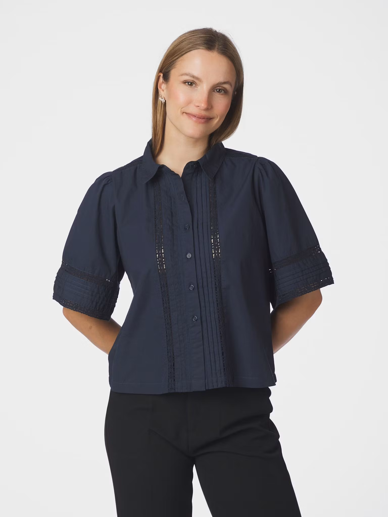 Neo Noir - Lotte C Poplin Shirt (Navy)