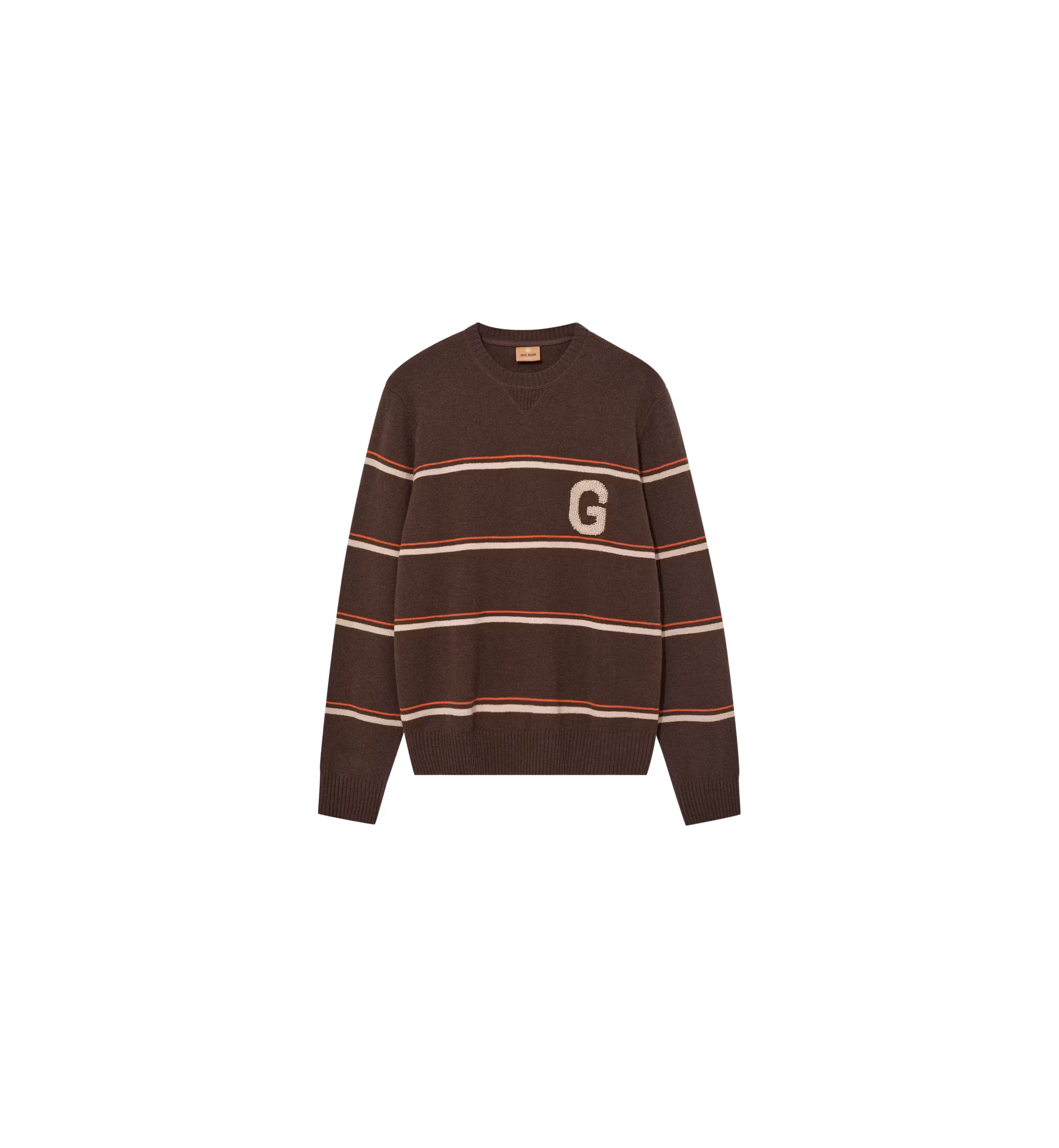 Mos Mosh Gallery MMGRice Stripe Crew Knit i Black Coffee, bild 3