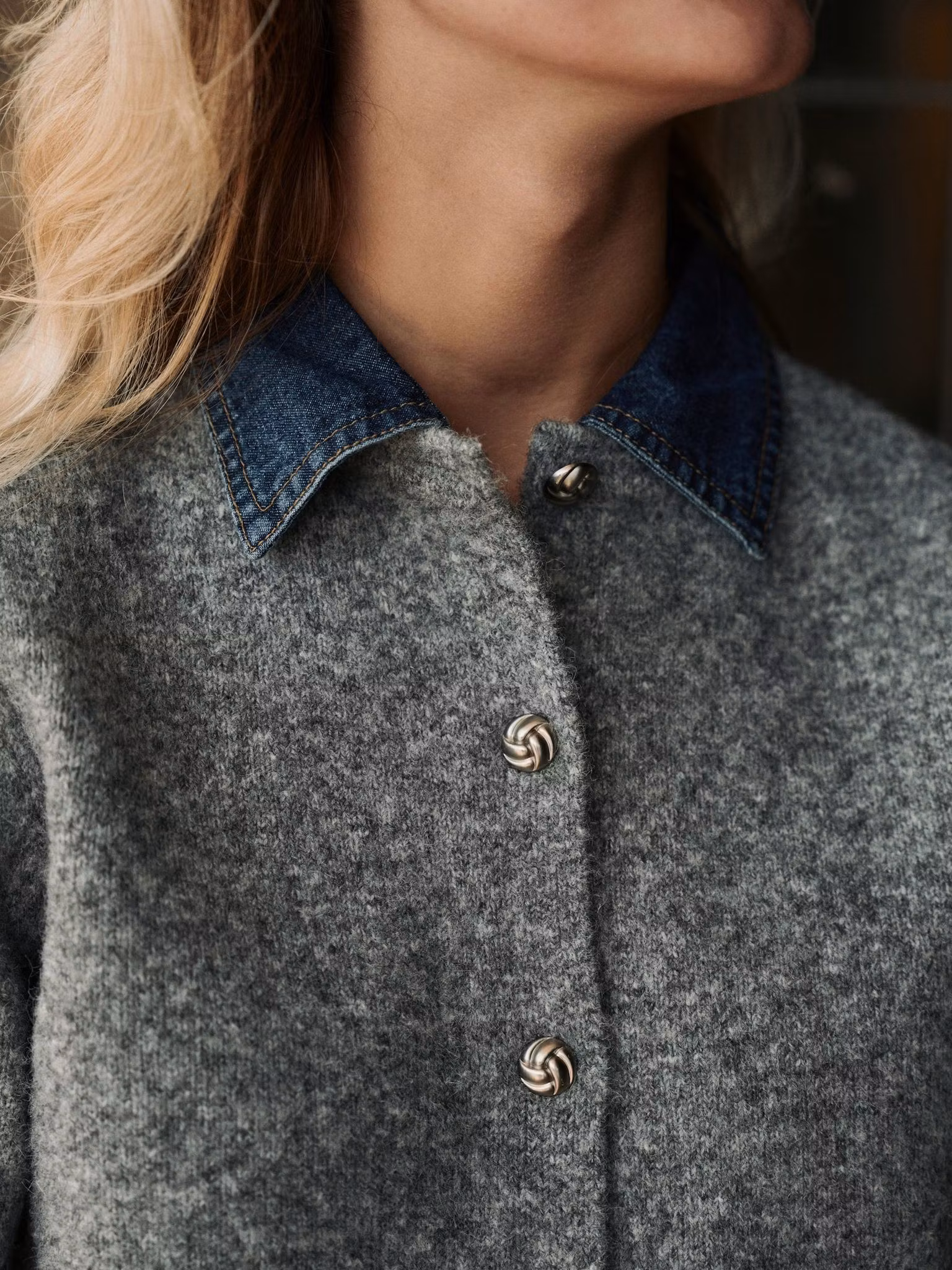 Neo Noir - Amoria Knit Cardigan (Grey melange)