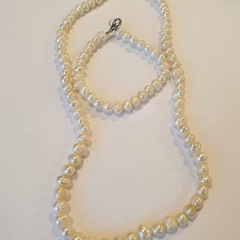 Pärlor - Set med Halsband & Armband - Vit