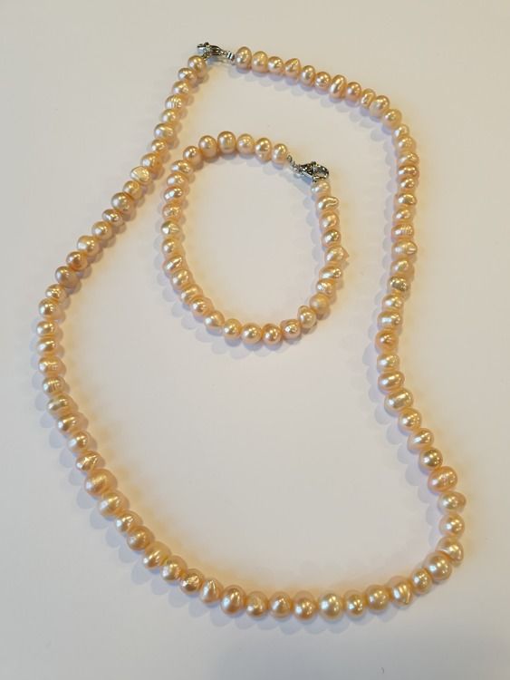 Pärlor - Set med Halsband & Armband - Rosa