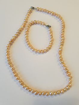 Pärlor - Set med Halsband & Armband - Rosa