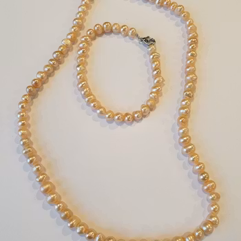 Pärlor - Set med Halsband & Armband - Rosa