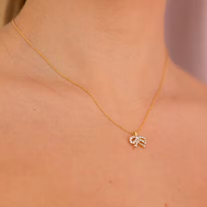 Lily and rose - PETITE ANTOINETTE BOW NECKLACE – CRYSTAL (GOLD)