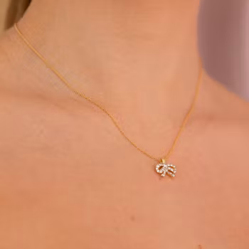 Lily and rose - PETITE ANTOINETTE BOW NECKLACE – CRYSTAL (GOLD)