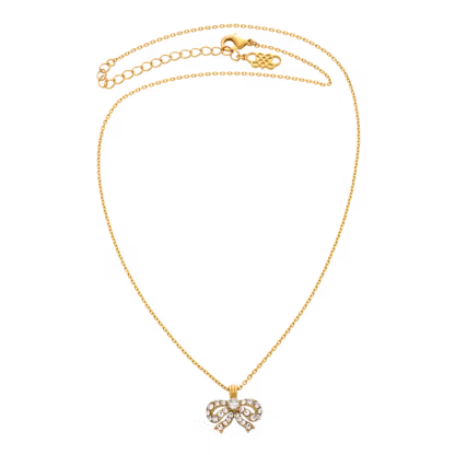 Lily and rose - PETITE ANTOINETTE BOW NECKLACE – CRYSTAL (GOLD)