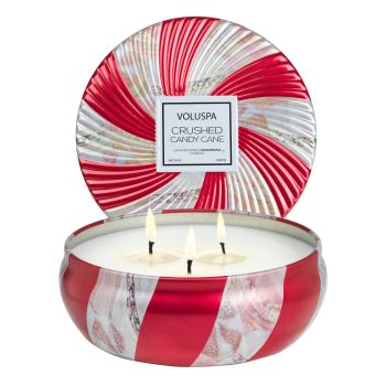 Voluspa - CRUSHED CANDY CANE - 3 WICK TIN CANDLE