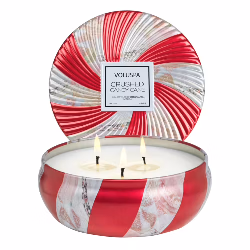 Voluspa - CRUSHED CANDY CANE - 3 WICK TIN CANDLE