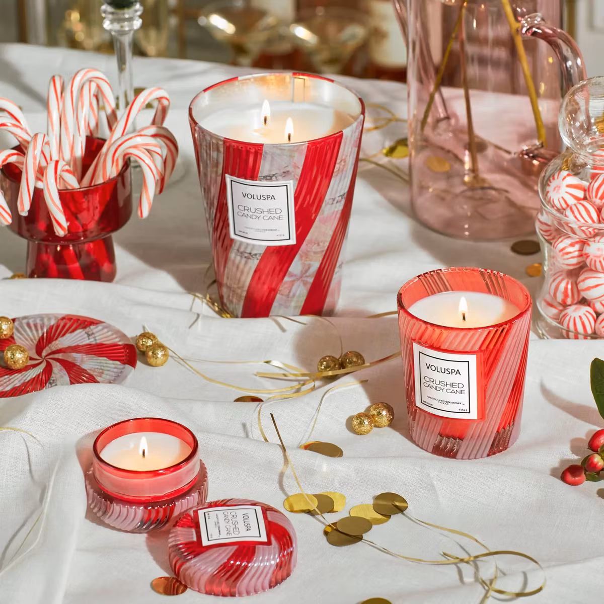 Voluspa - CRUSHED CANDY CANE - 3 WICK TIN CANDLE