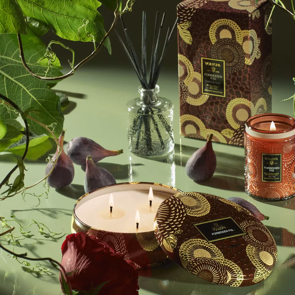 Voluspa - FORBIDDEN - FIG 3 WICK TIN CANDLE