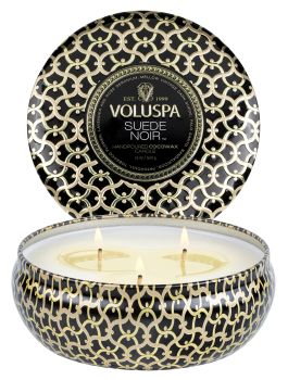 Voluspa - SUEDE NOIR - 3 WICK TIN CANDLE