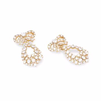 Lily and Rose - PETITE ALICE BOW EARRINGS – CRYSTAL (GOLD)