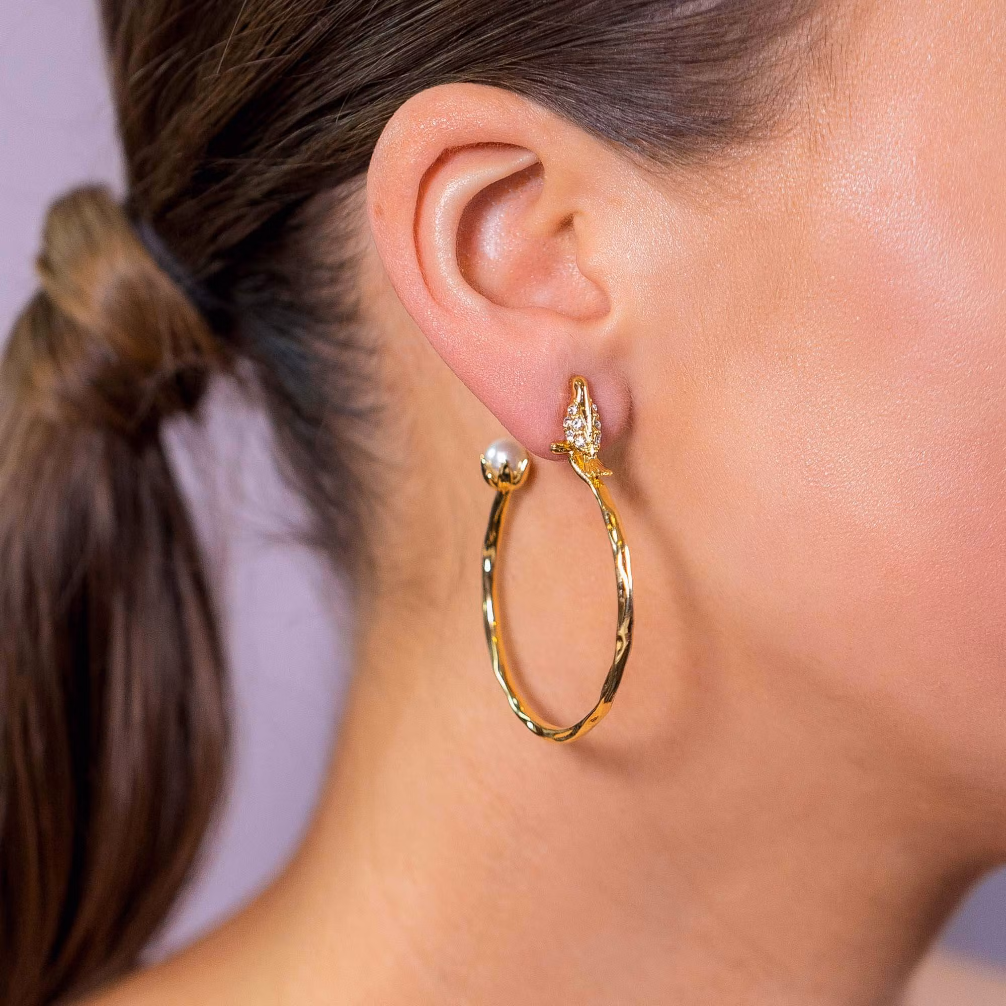 Lily and Rose - EDEN HOOPS EARRINGS – IVORY (GOLD)