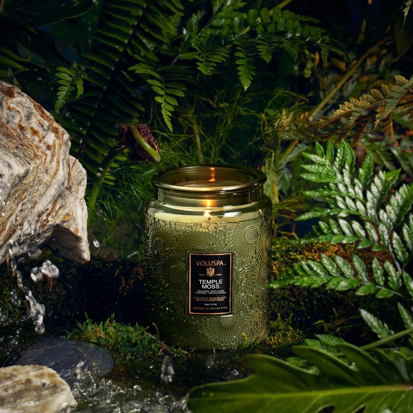 Voluspa - Temple Moss Large Glass Jar w/Metallic Lid Candle