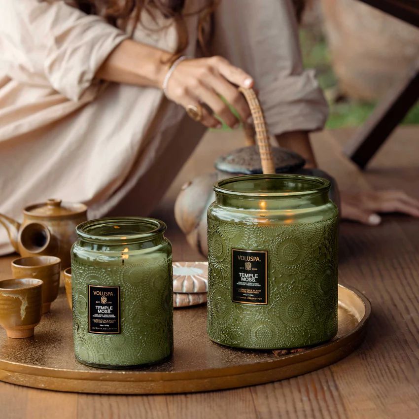 Voluspa - Temple Moss Large Glass Jar w/Metallic Lid Candle