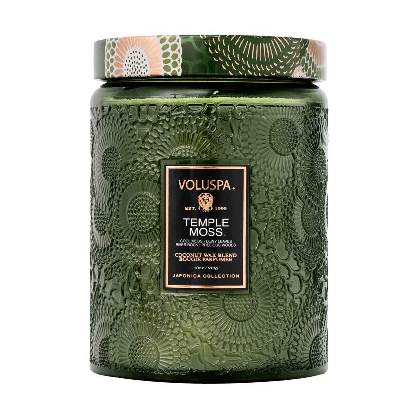 Voluspa - Temple Moss Large Glass Jar w/Metallic Lid Candle
