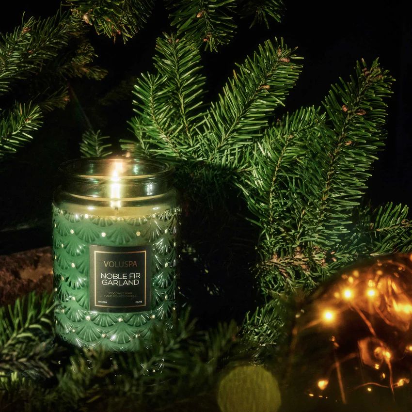 Voluspa - Noble Fir Garland - Large Glass Jar With Lid