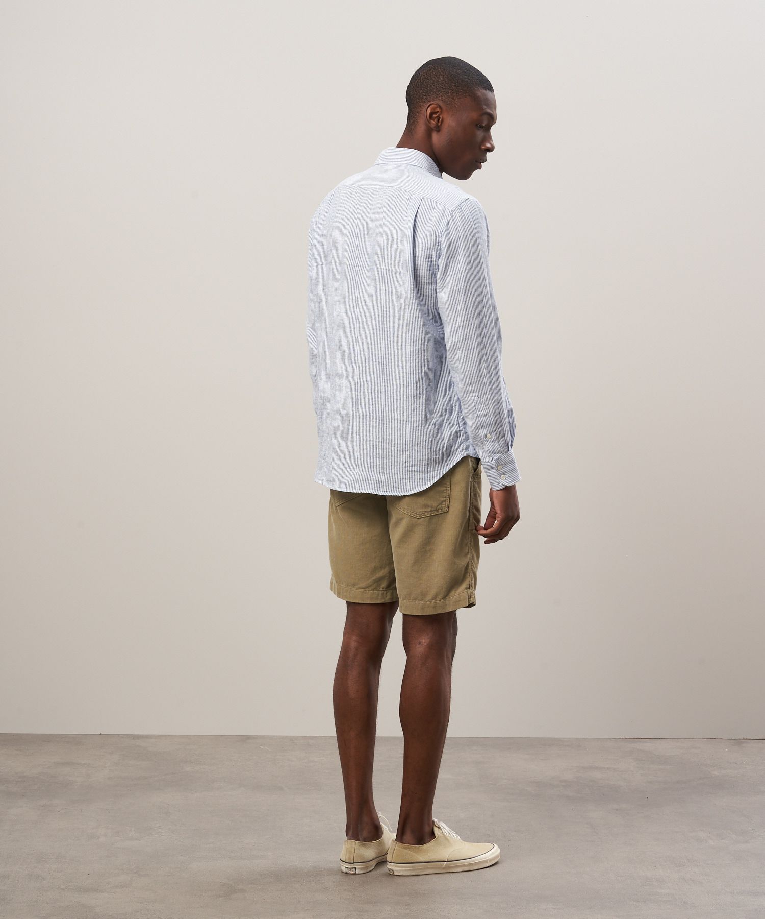Hartford - White & Blue striped oxford linen shirt - Paul