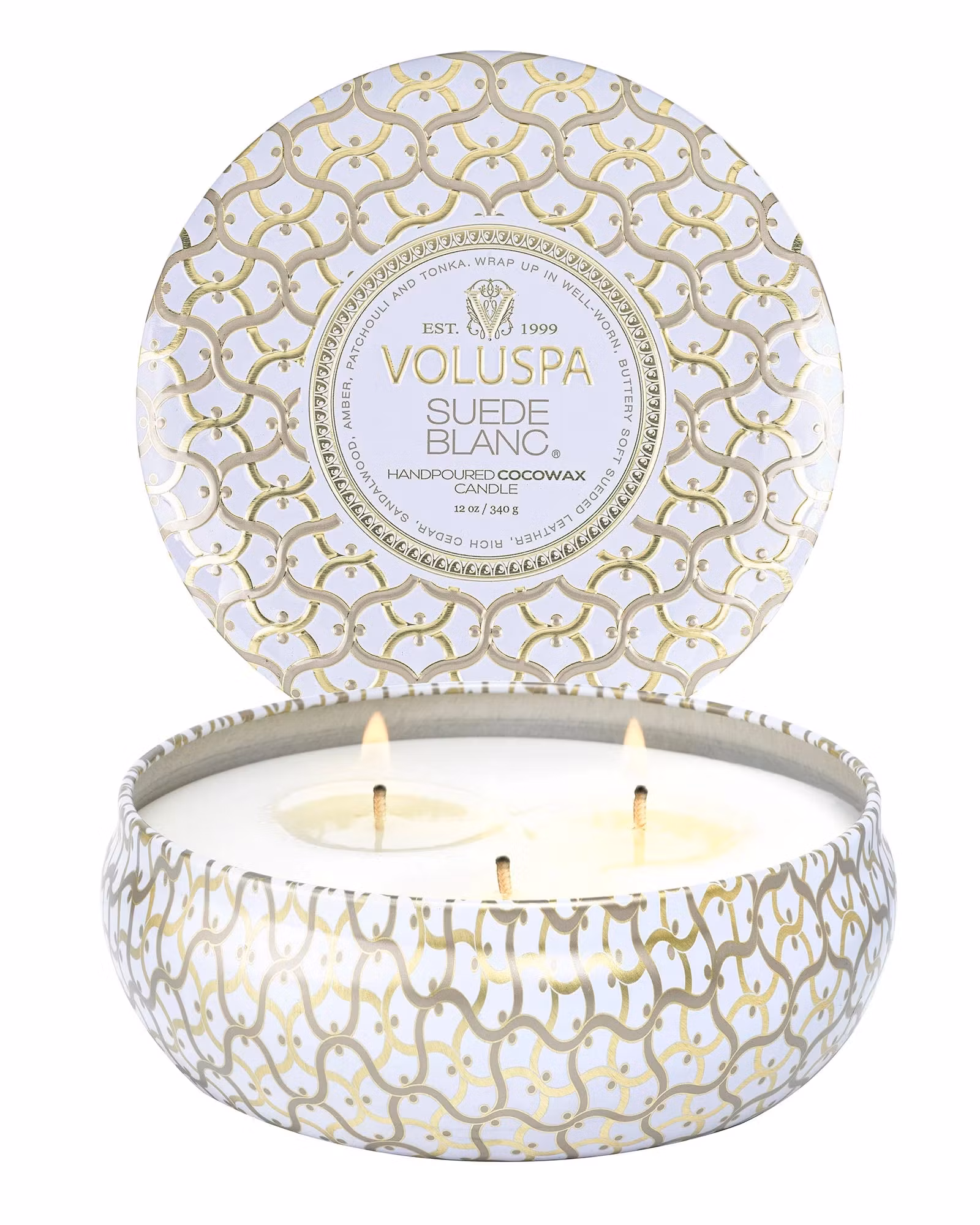Voluspa - SUEDE BLANC - 3 WICK TIN CANDLE