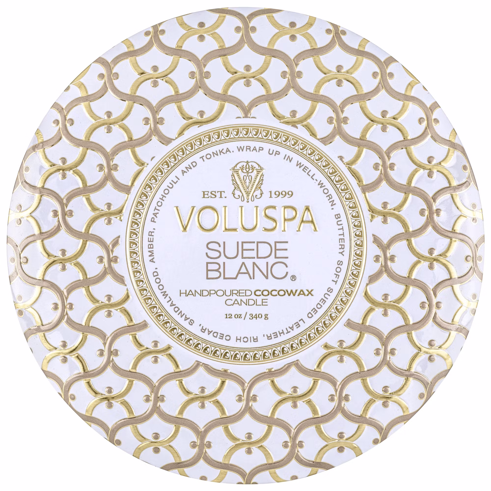 Voluspa - SUEDE BLANC - 3 WICK TIN CANDLE