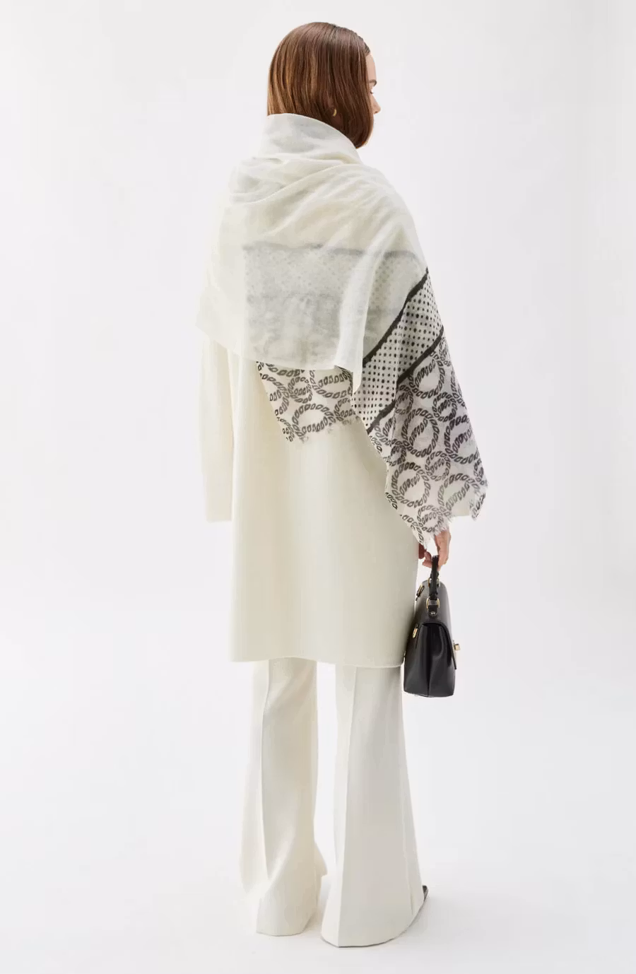 Busnel - LINNEA PRINTED SCARF - ECRU/BLACK
