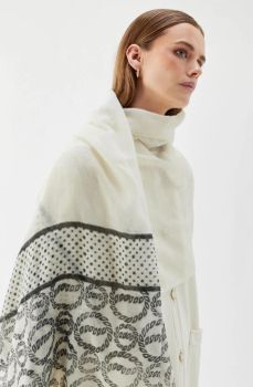 Busnel - LINNEA PRINTED SCARF - ECRU/BLACK