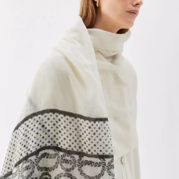 Busnel - LINNEA PRINTED SCARF - ECRU/BLACK