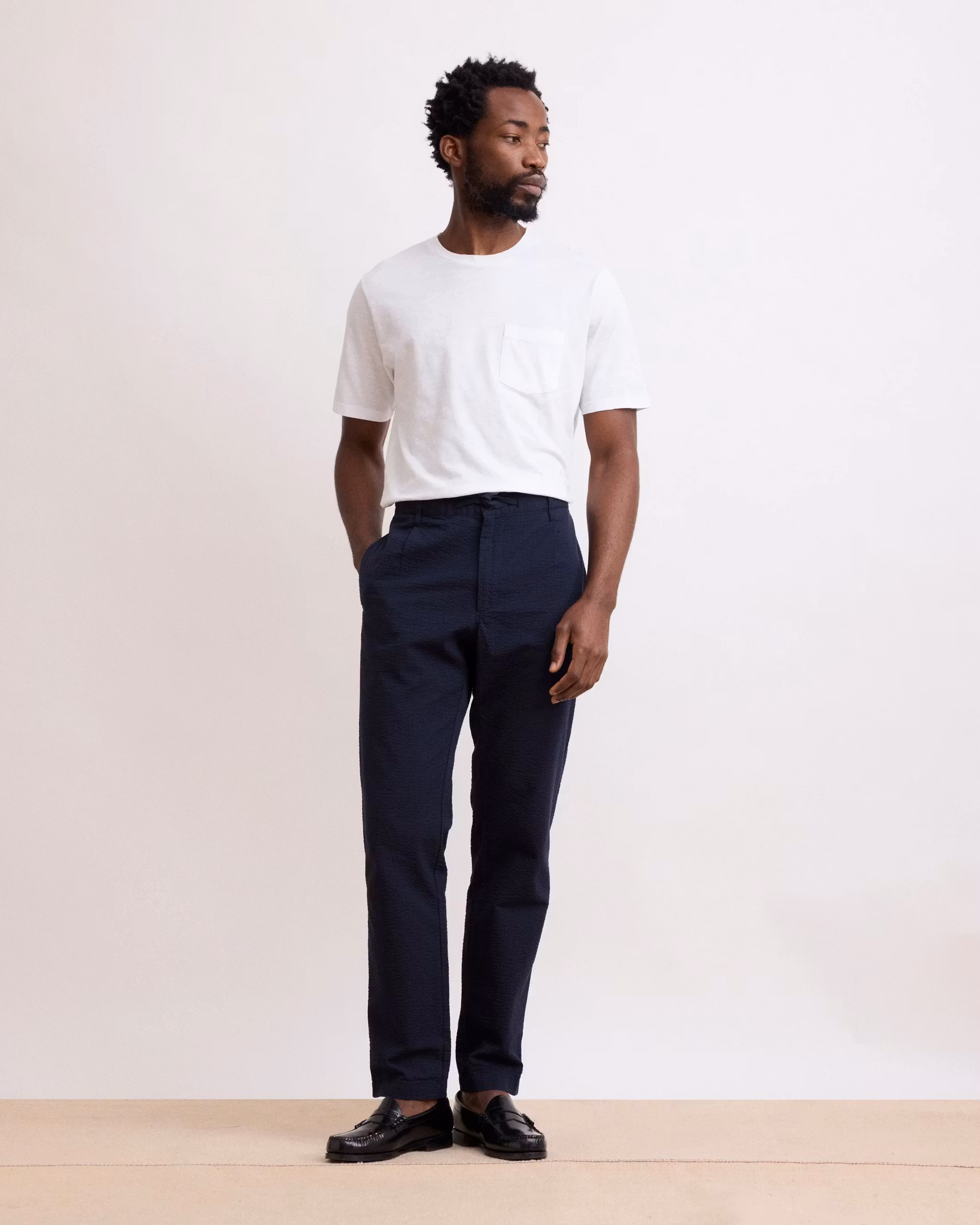 Hartford - TANKER SEERSUCKER PANTS - Deep blue