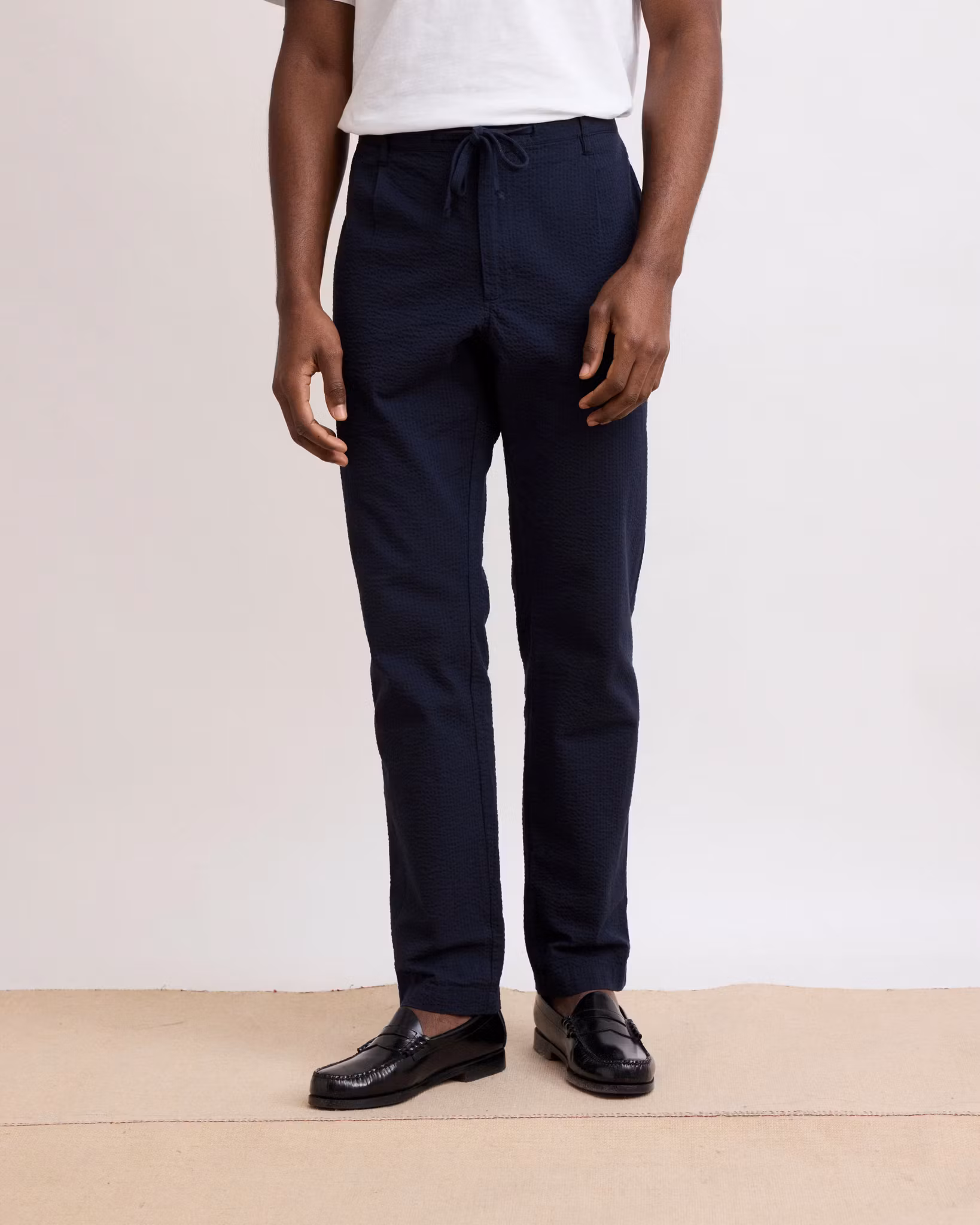 Hartford - TANKER SEERSUCKER PANTS - Deep blue