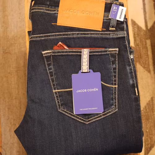 Jacob Cohën - Nick slimfit - Dark blue with light-brown patch