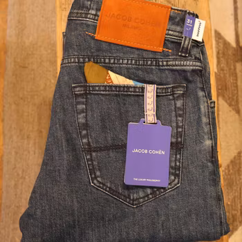 Jacob Cohën - Nick slimfit - Blue with fox-brown back patch
