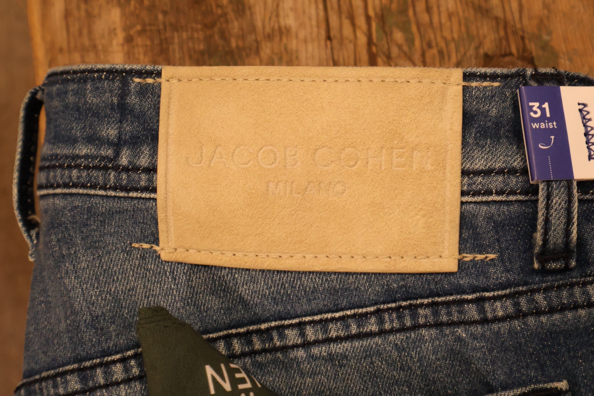 Jacob Cohën - Bard slimfit - Blue with beige leather-patch and gold-toned button