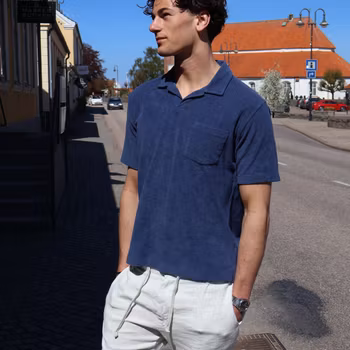 Hartford - Bouclette Polo - Deep blue