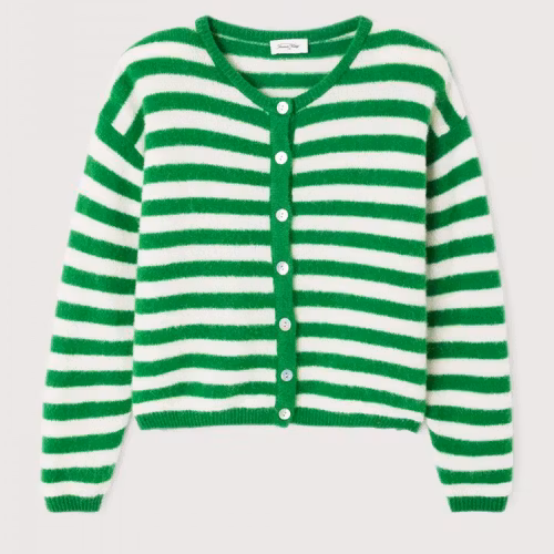 American Vintage - WOMEN'S CARDIGAN VITOW - STRIPED WHITE CLOVER