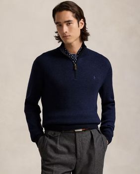 Polo Ralph Lauren - Washable Wool Quarter-Zip Jumper - Marine
