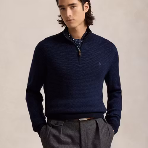 Polo Ralph Lauren - Washable Wool Quarter-Zip Jumper - Marine