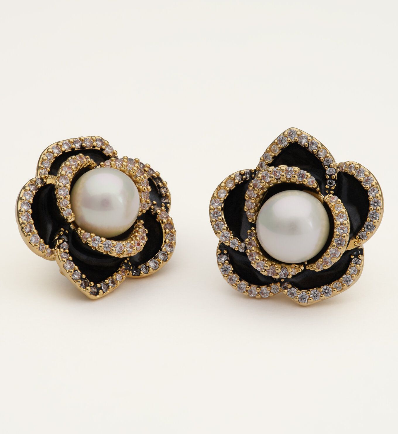 Lily and Rose - COCO ROSE EARRINGS – JET / IVORY PEARL