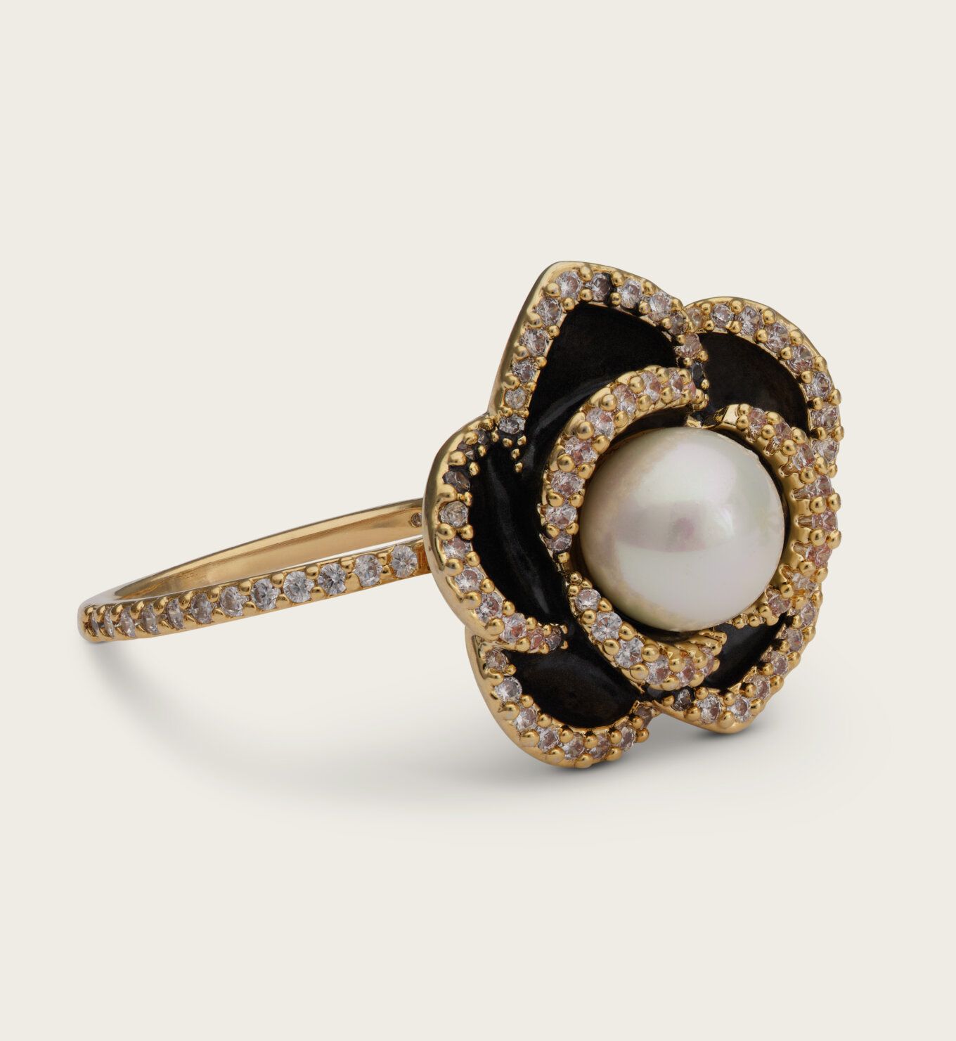Lily and Rose - COCO ROSE RING – JET / IVORY PEARL
