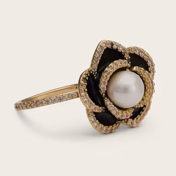 Lily and Rose - COCO ROSE RING – JET / IVORY PEARL