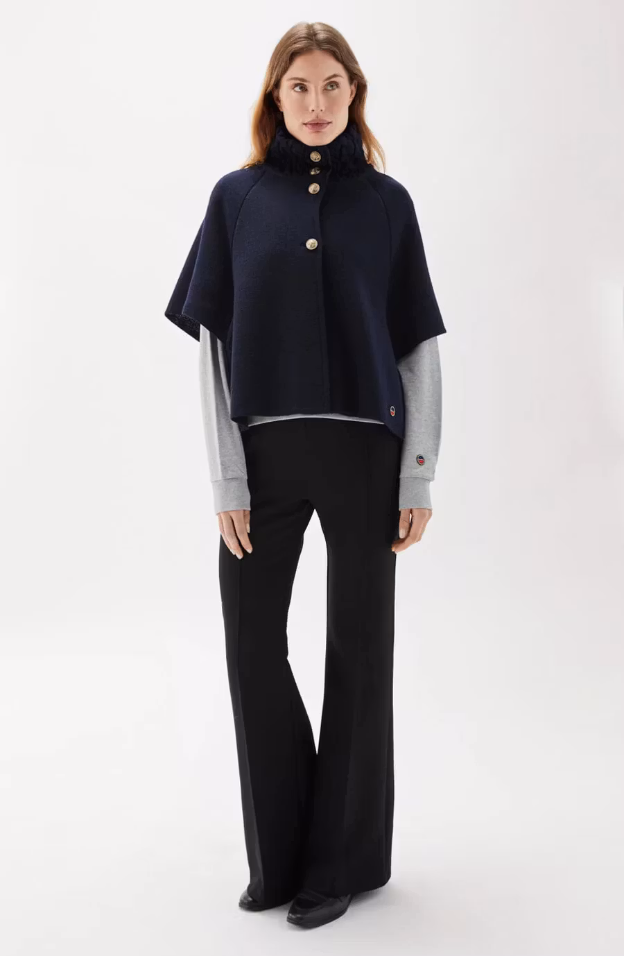 Busnel - LISALOU CABLEKNIT COLLAR CAPE - MARINE