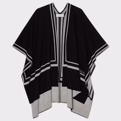 Busnel - GARBO PONCHO - SVART/CRÈMEVIT